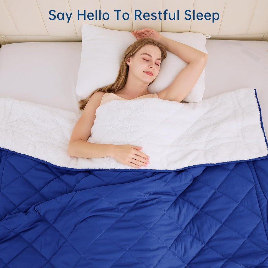 Sherpa Reversible Weighted Blanket, Cooling Heavy Blanket for Adults, Reversible Design with Plush Sherpa Fleece and