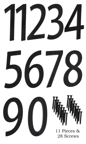6 Inch House Home Address Street Numbers for Outdoor Indoor Exterior Building Apartment Yard Black Plastic, UV