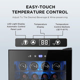 37 Bottle Wine Fridge,Freestanding 145 Can Beverage Refrigerator with Smart Temp