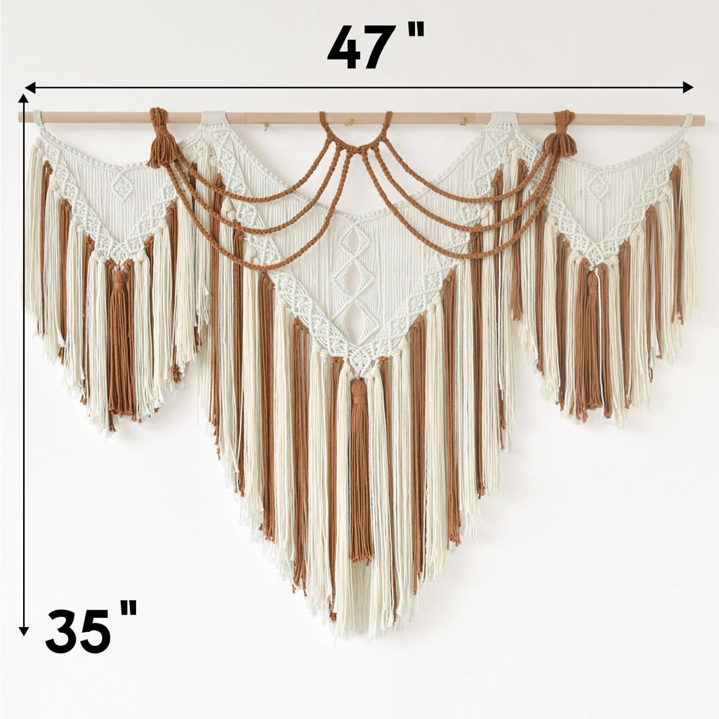 Macrame Wall Hanging Handwoven Geometric Tapestry Woven Decor 47" W*35" L