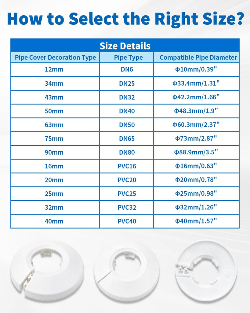 9 PCS Fit 3/4 Inch Flange Water Pipe Cover Decoration 20mm(3/4"), 3/4" Escutcheon Plate, Plastic PP White Snap-On