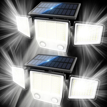 Solar Motion Lights Outdoor Waterproof - LED Security Lights Motion Outdoor with Dual PIR, 270° Wide Angle