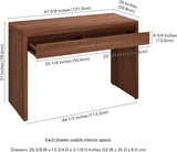 48" Modern Rectangular Wooden Home Office Desk Computer Desk Writing Table with 2 Storage Drawers, Medium Walnut