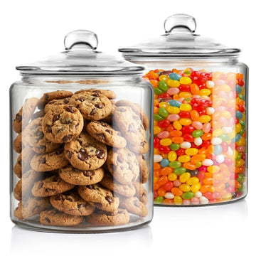 1 Gallon Glass Cookie Jars Set of 2, Thick Clear Glass Canisters