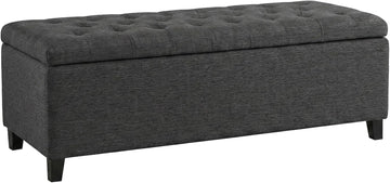 49" Upholstered Storage Bench, Button Tufted End of Bed Bench with Storage, Dual Spring Soft-Close Lid, Bedroom Bench