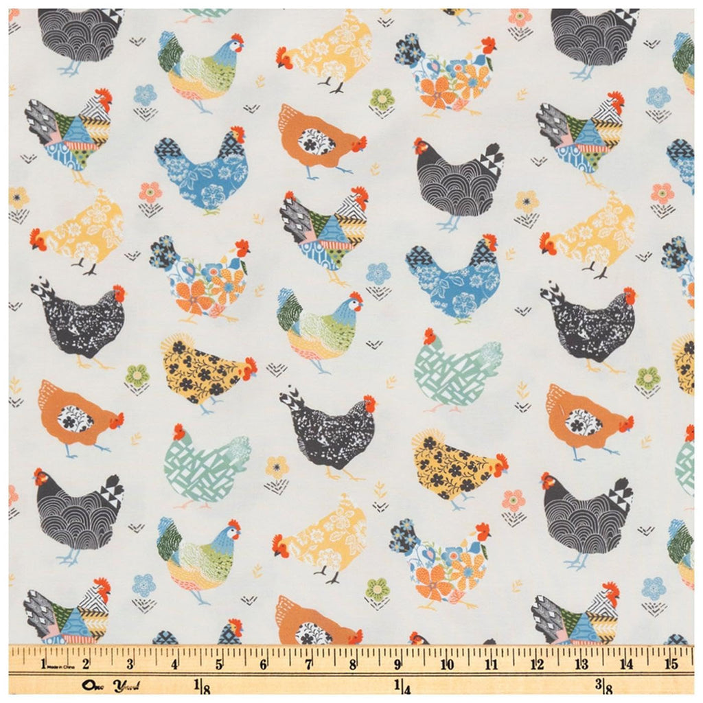 Farm-Print-Fabric (Patterned Chicken, 1 Yard)