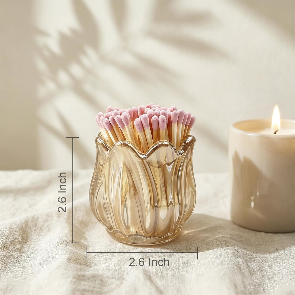 Match Holder with Striker x 4 Match Jar for Candles Cute Glass Box