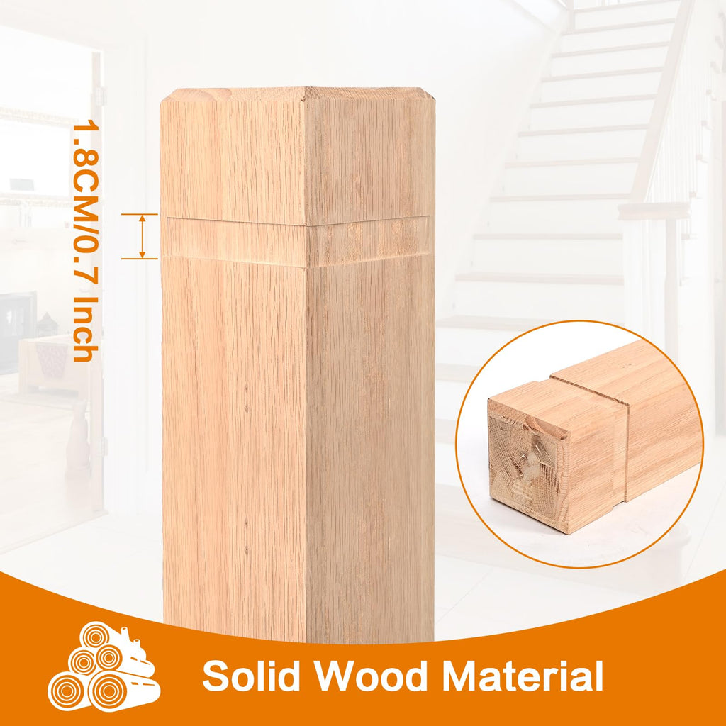 2PCS Solid Red Oak Stair Newel Post, 3.5 x 48 inch Wood Balusters