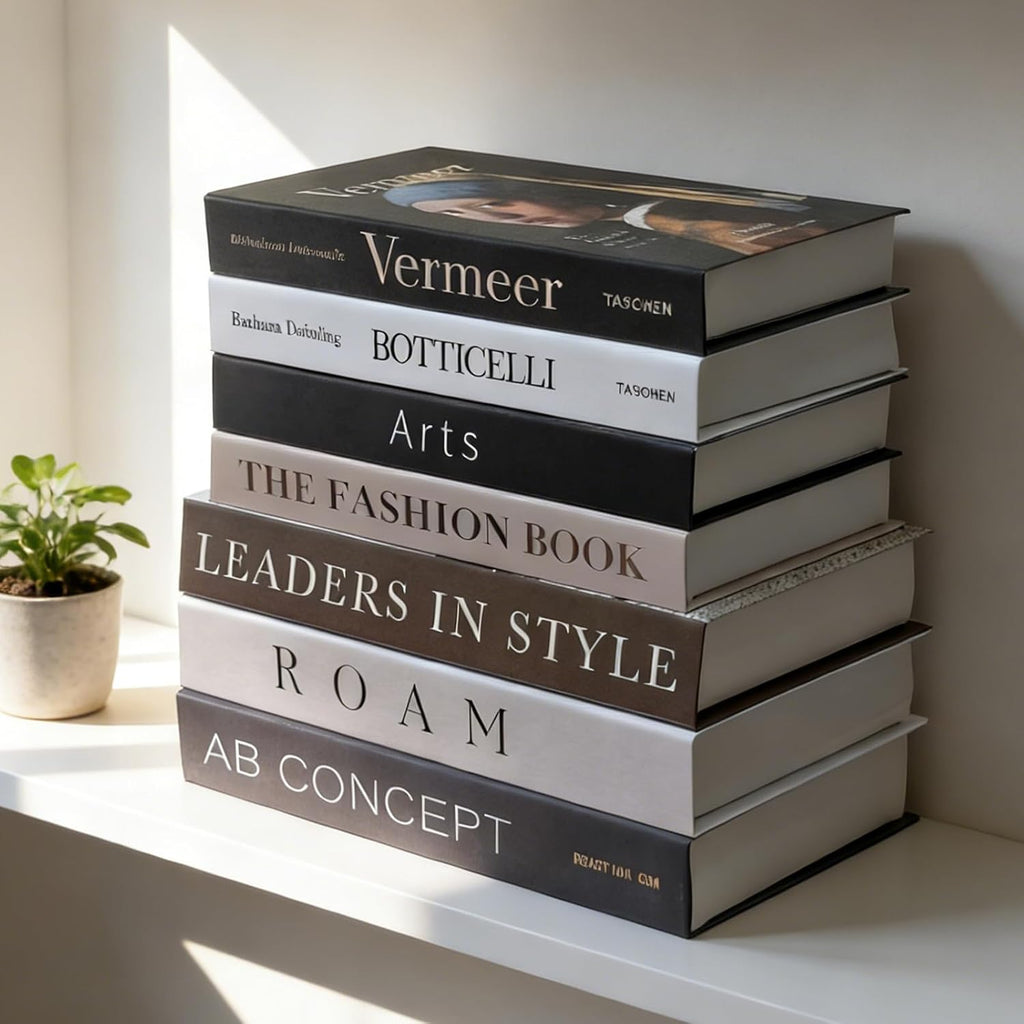 Decorative Books Decor - 7 Pcs Faux Books for Decoration, Fake Stack for Bookshelf, Coffee Table, Designer Decor Set