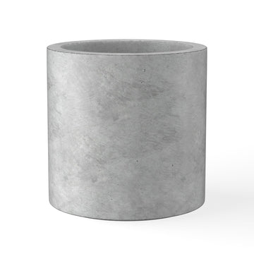 Large Round Cylinder Pale Gray Concrete Planter 15.7" Tall, Outdoor