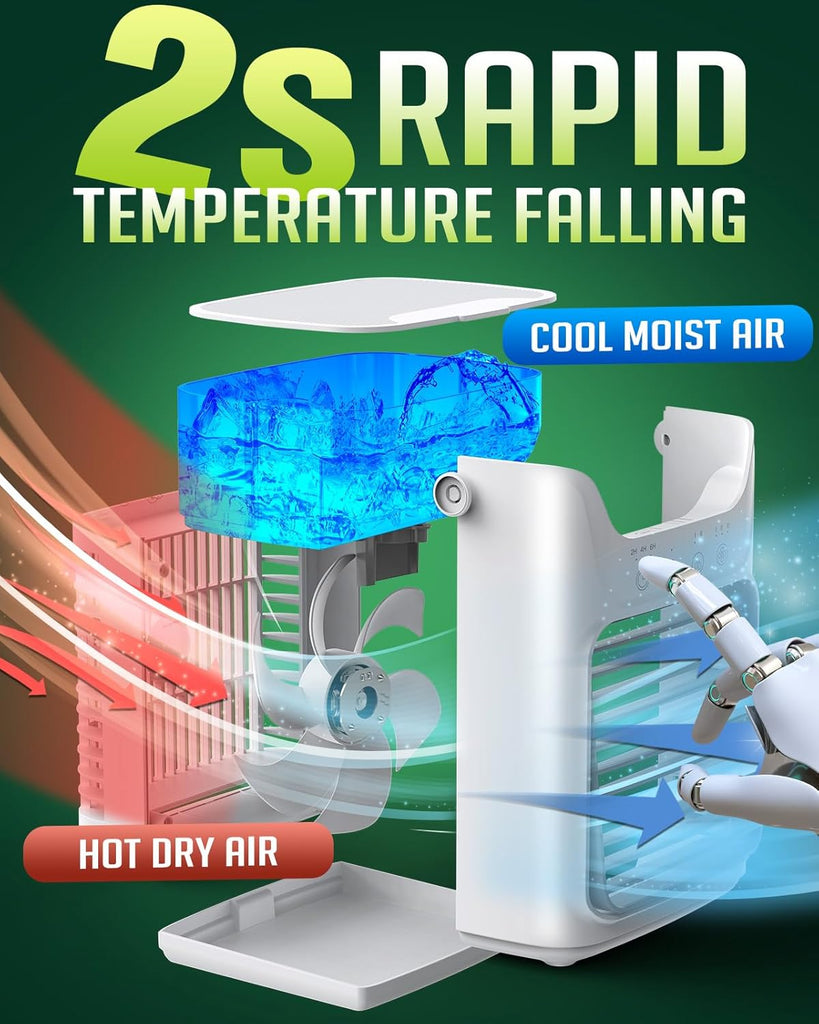 Portable Air Conditioners, 3 Wind Speeds & 7 LED Lights Evaporative Personal Air Cooler