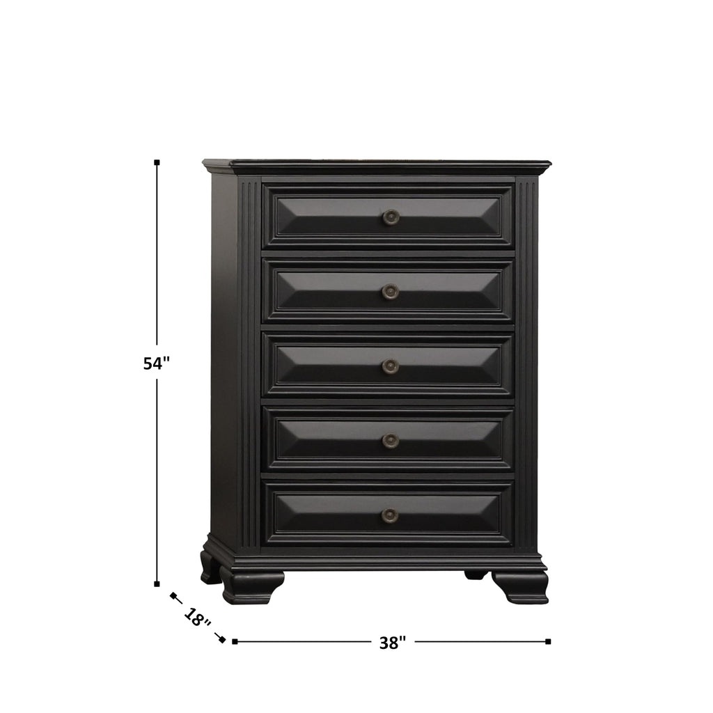 Renova Vintage Black 5-Drawer Chest