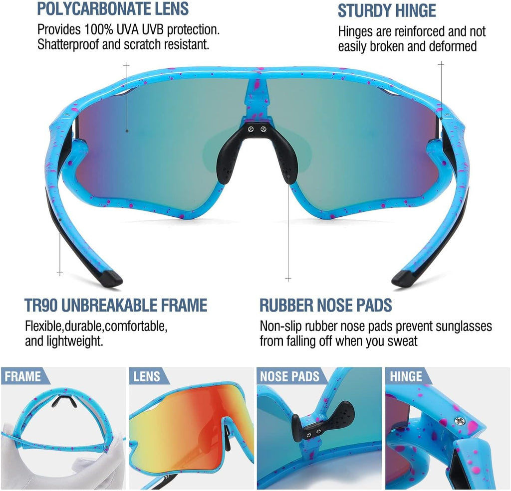 Kids Polarized Sports Baseball Sunglasses -, UV Protection