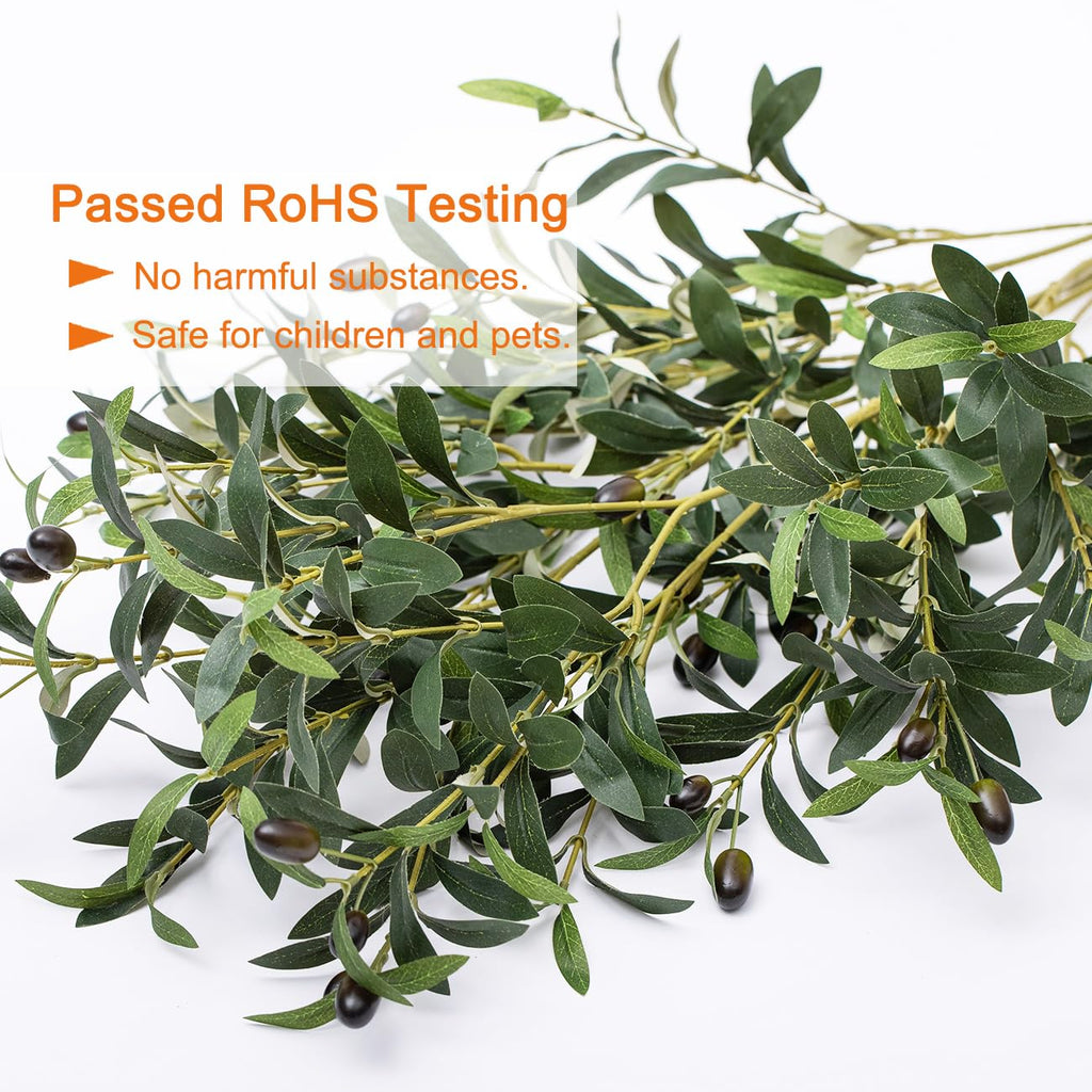 39 Inch Artificial Olive Branches for Vases, Fake Plants Greenery Stems with 222 Leaves Faux Olive Tree Branches Home