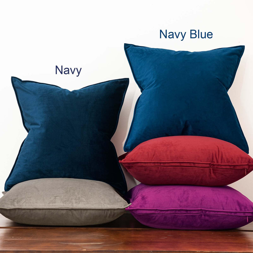 Velvet Decorative Throw Pillow Covers 20x20 Set of 2, Navy Blue
