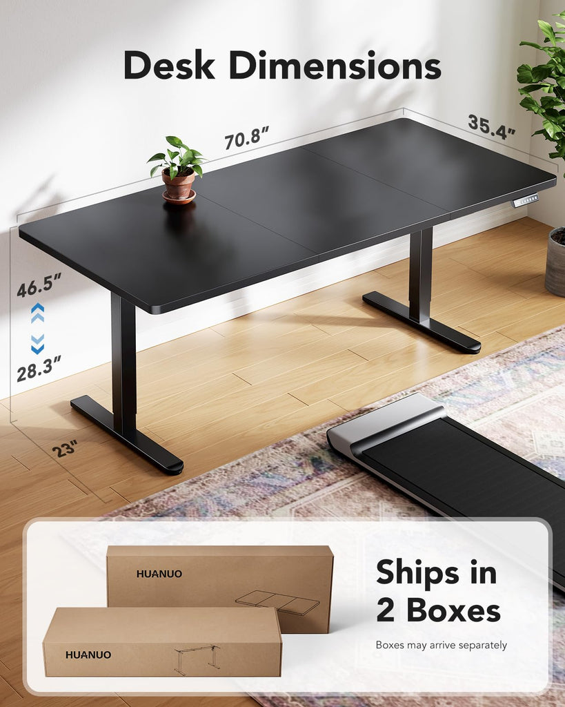 71 x 35 Inch Large Electric Standing Desk, Brushless Motor, Black