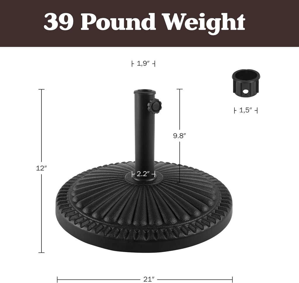 Patio Umbrella Base - 39lb Weighted Resin and Cement Patio Umbrella Stand Outdoor Base