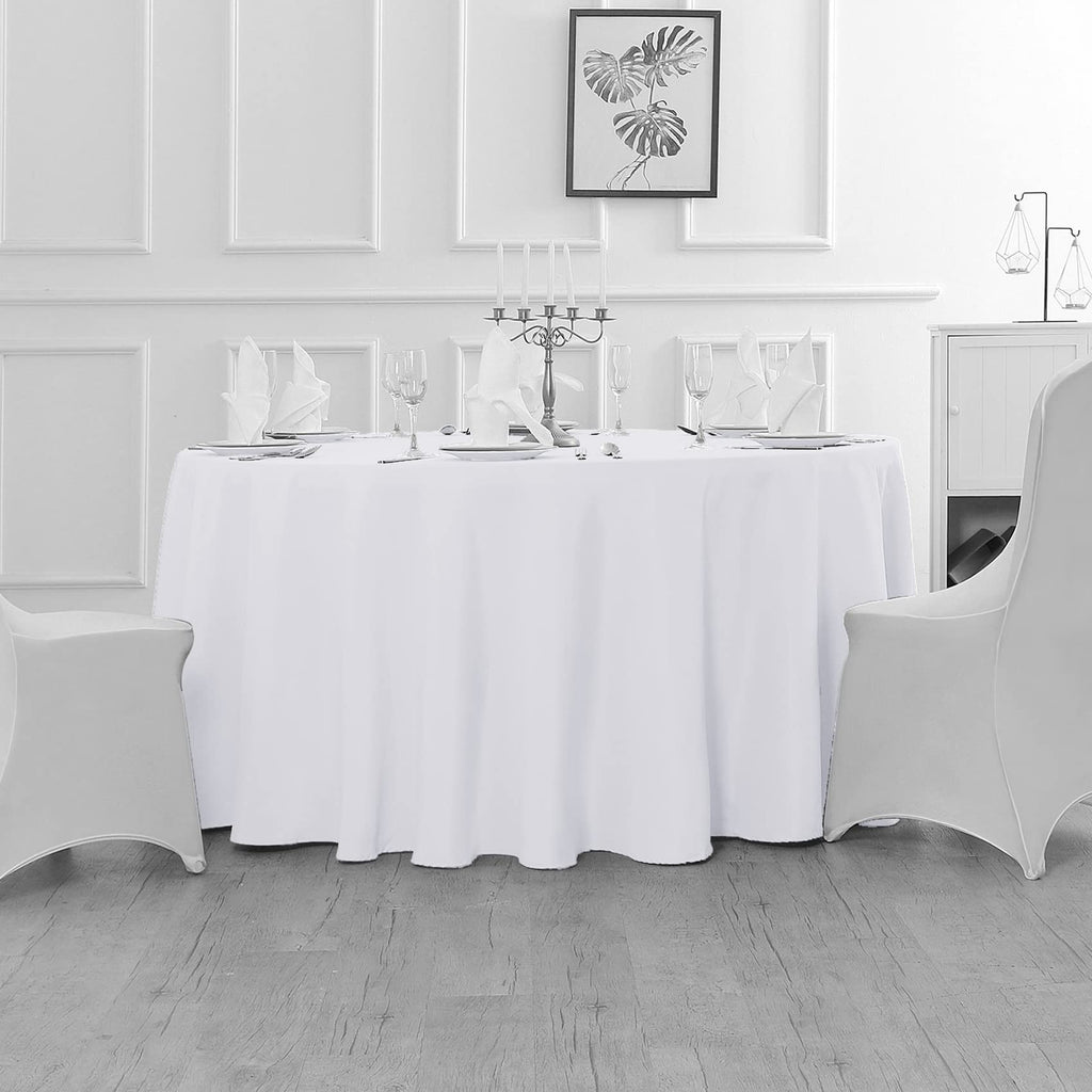 6 Pack Round Tablecloth, 120 Inch, Stain Resistant and Wrinkle Polyester Table Cloth, Fabric Table Cover Dining
