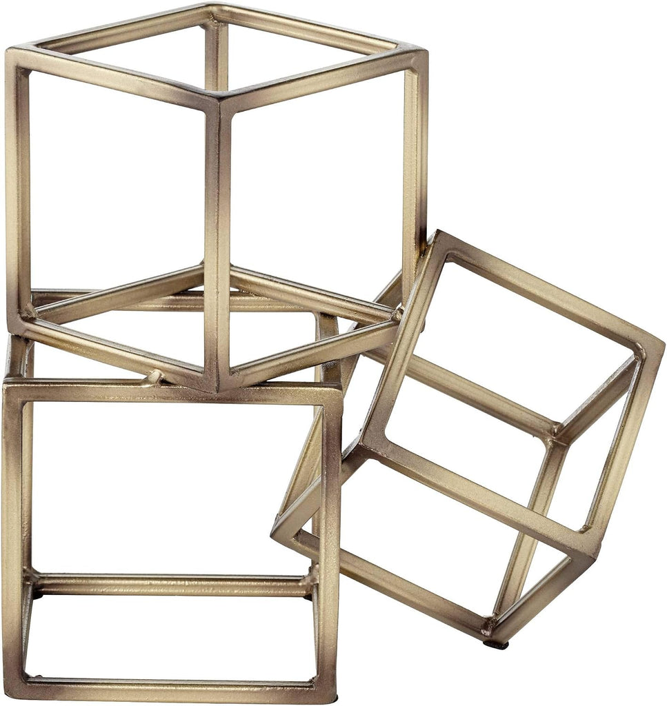 Tricube Antique Brass Finish 7 1/2" High Geometric Bookends