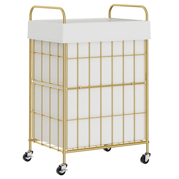 90L Laundry Hamper with Wheels, Laundry Basket with Handle and Liner Bag