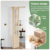 Bifold Doors for 32"×80" Opening, Clear Glass French Interior Folding Barn Door with Concealed Hardw