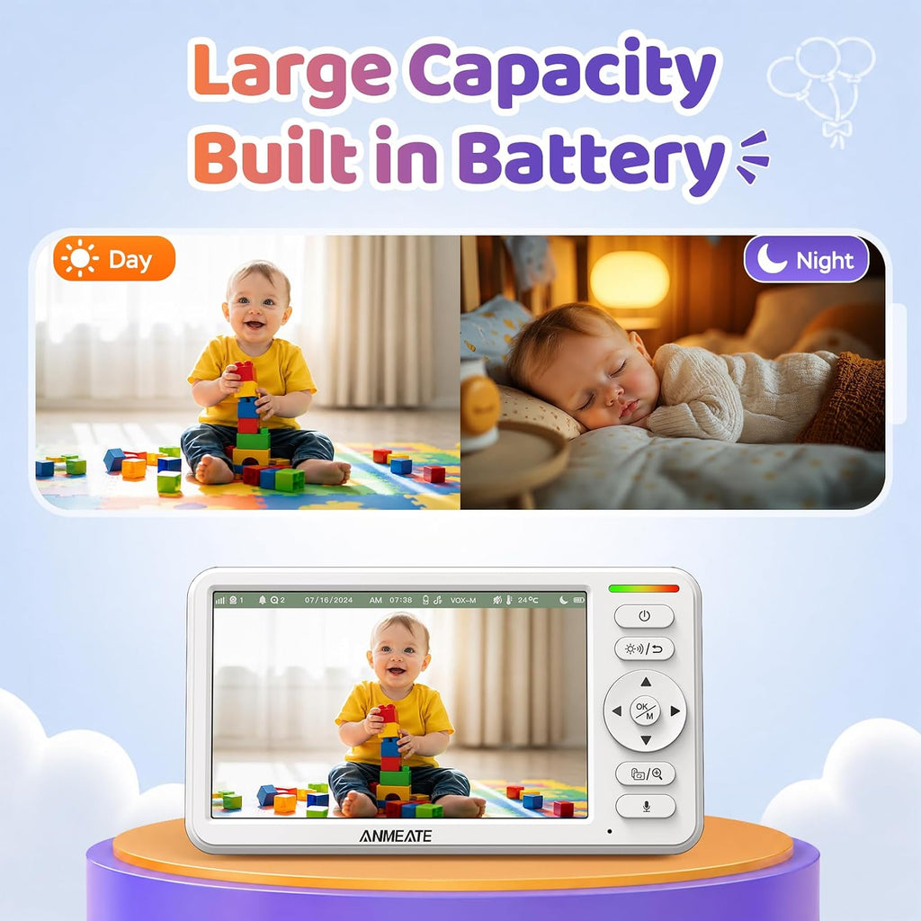 6" Split Screen Video Baby Monitor with 2 Cameras and Audio No WiFi