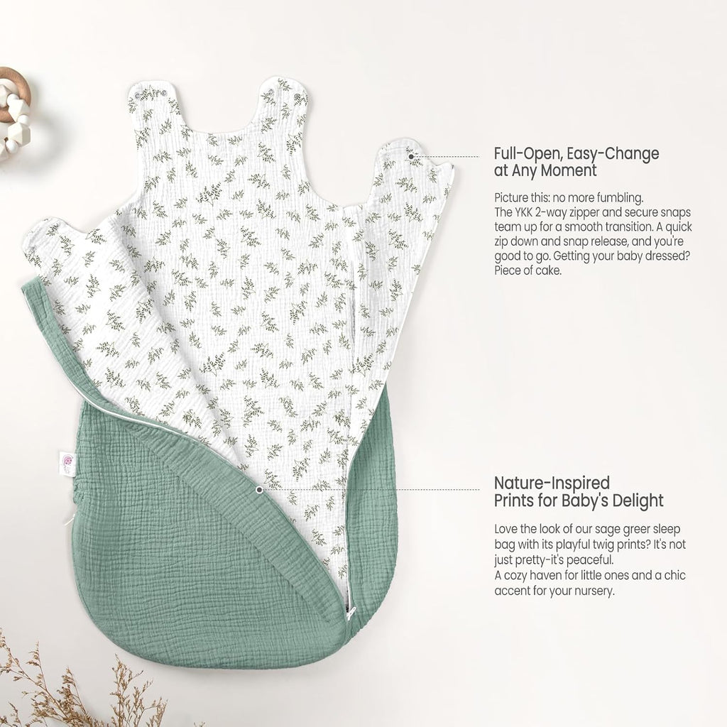 Baby Sleep Sack Muslin: Cotton 0.7TOG Breathable Wearable Blanket