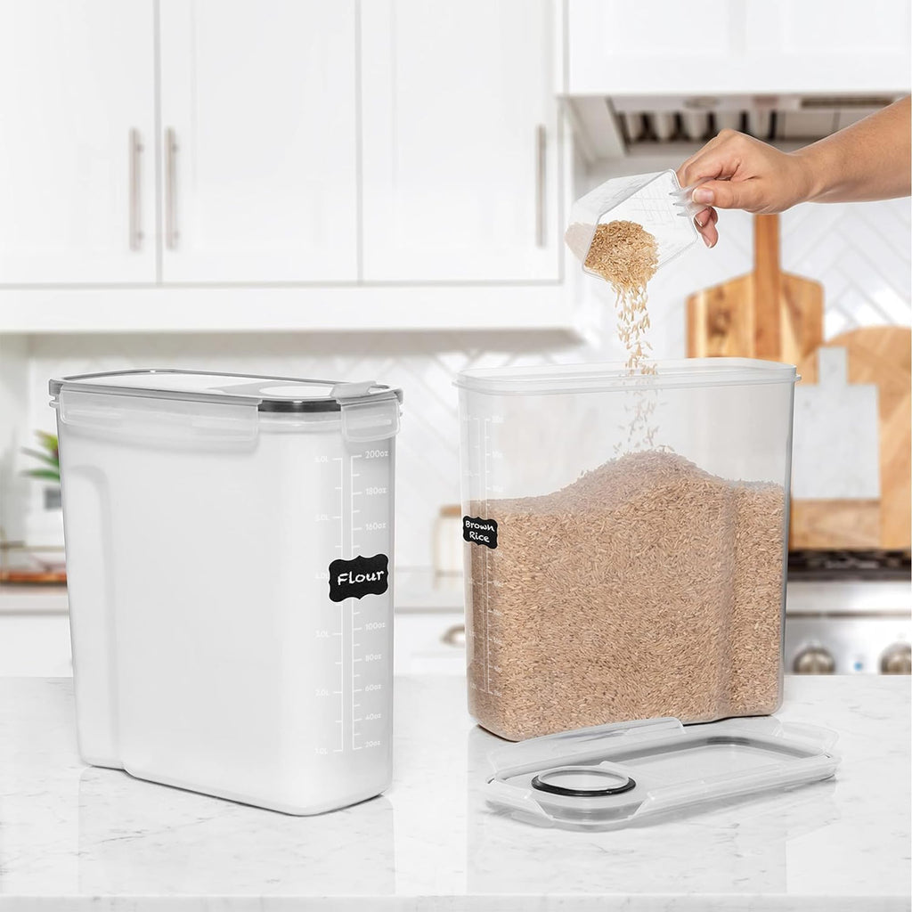 2 Pack (6.3L / 213OZ) EXTRA Large Airtight Food Storage Cereal Containers for Bulk Food Storage BPA-Free Plastic