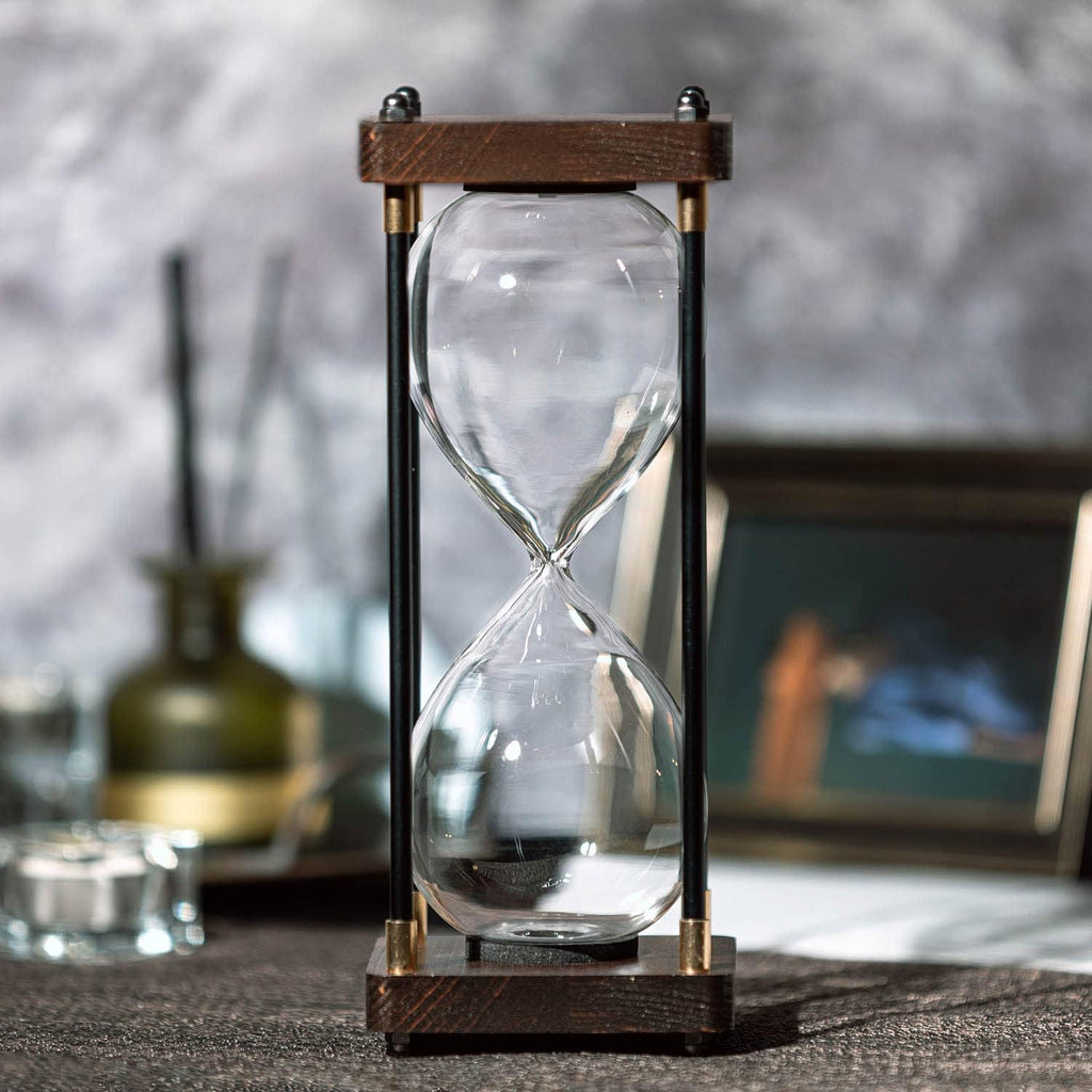 Large Fillable Hourglass Timer, Decorative Wooden Empty Sand Timer