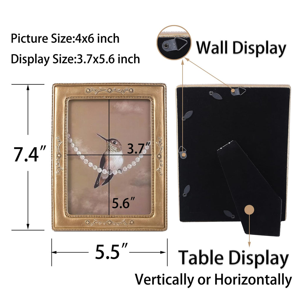 4x6 Vintage Picture Frame Victorian Frames Antique Picture Frame Tabletop and Wall Mount Floral Photo Frame Retro