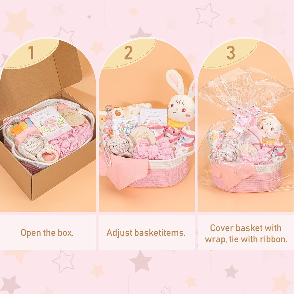 Baby Girl Gifts,Baby Shower Gift Baskets for Girls,Gender Reveal Gifts,Unique Baby Girl Newborn Essentials