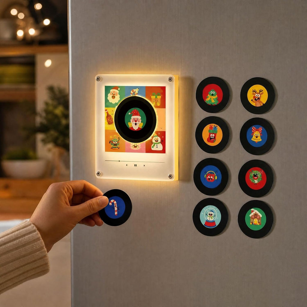Christmas Vinyl Player Fridge Record Nfc Mini Jingle Magnetic Music Box Set
