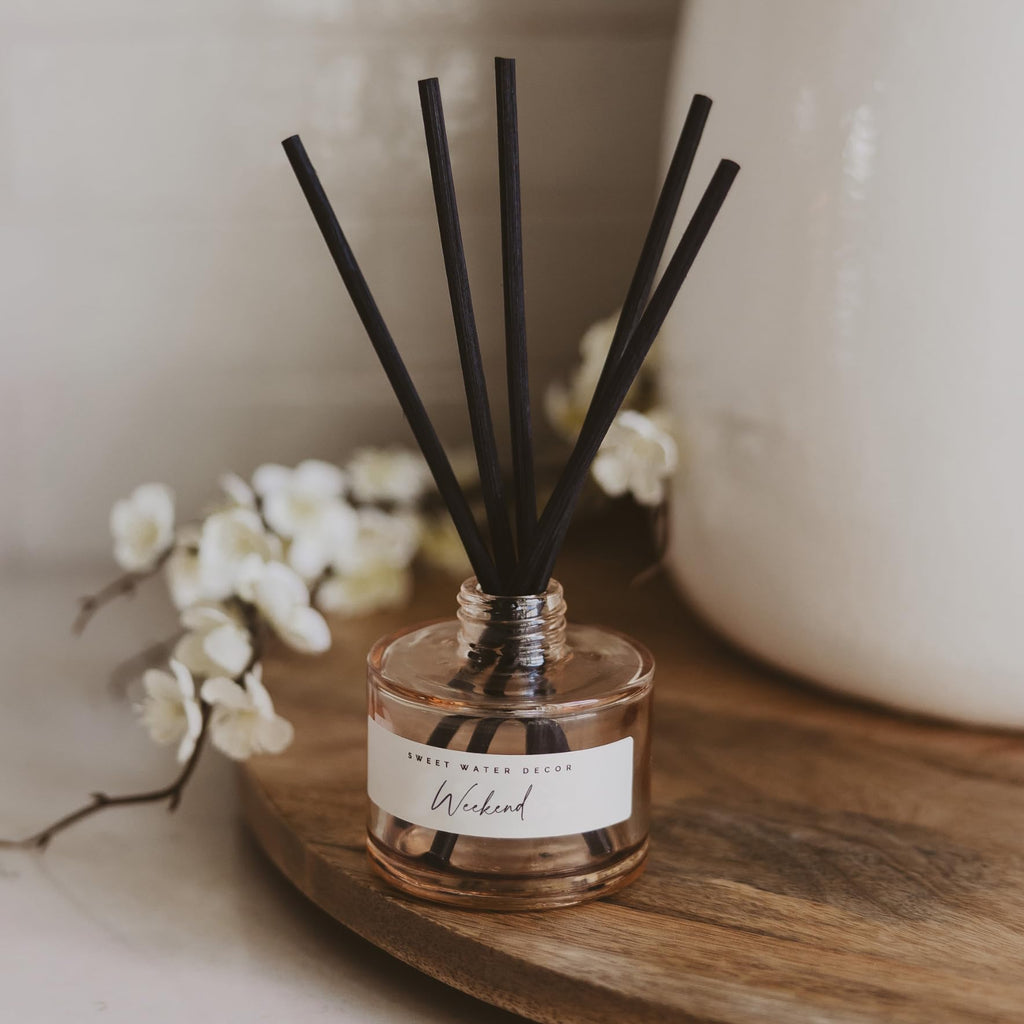Weekend Reed Diffuser - Room Decor Aesthetic with Long-Lasting Premium Fragrance of, Sage, Lavender, Amber, Tonka