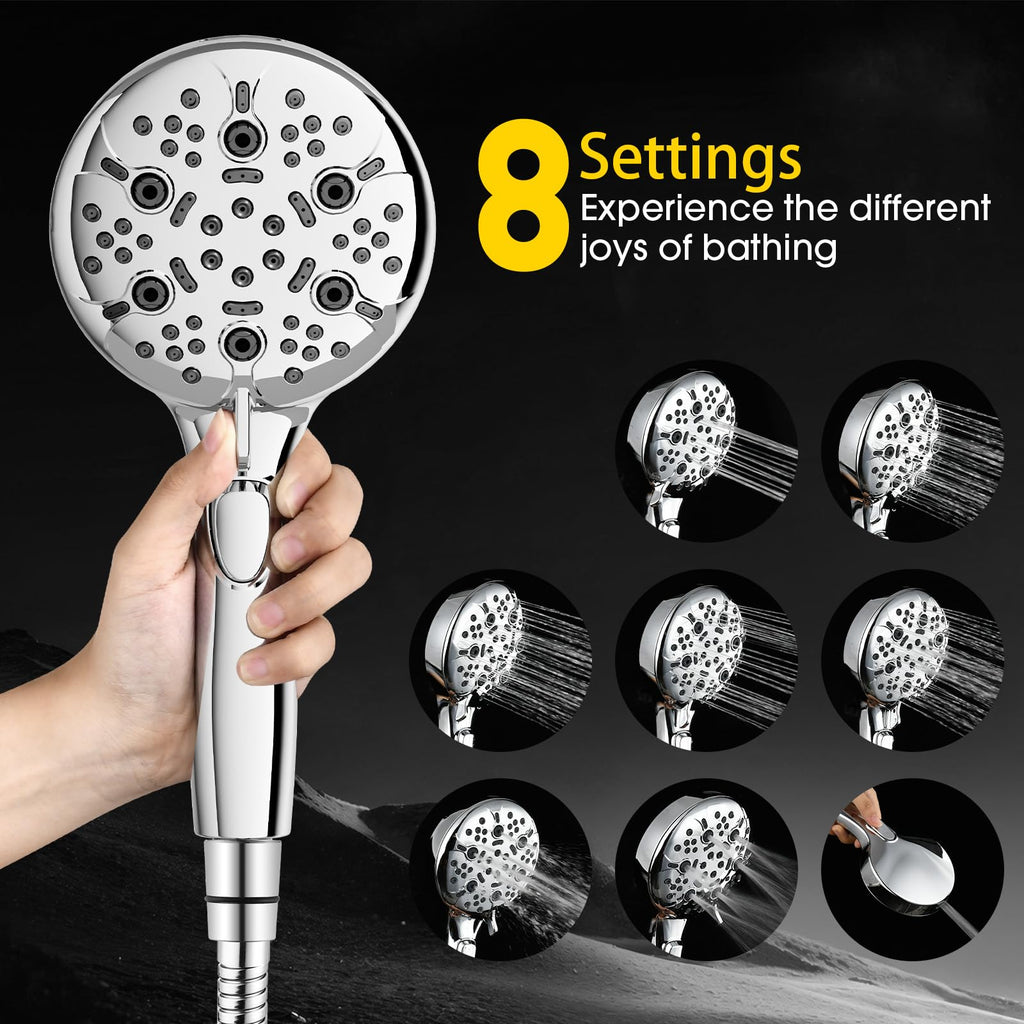 High Pressure Shower Head with Handheld, Power Wash & Auto Reset