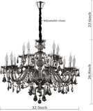 Smoky Gray Crystal Chandelier Modern K9 Crystal Chandeliers Lighting Pendant Light Fixtures,15-Light Crystal Raindrop Hanging Chandelier for Living Room Dining Room(15 Lights) A110-B0C61FTTX4