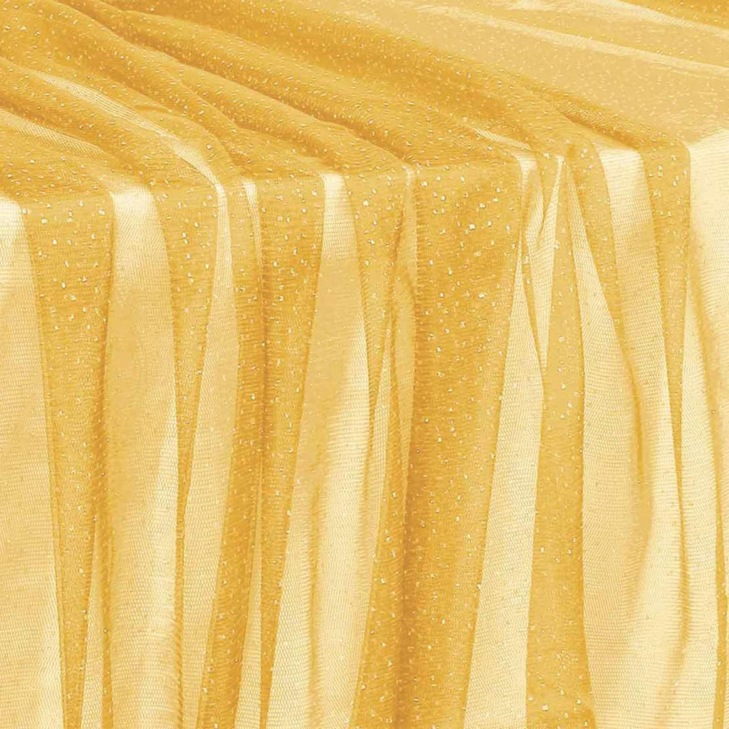 Gold Glitter Tulle Fabric Rolls with Silver Sequin, 1 Yard