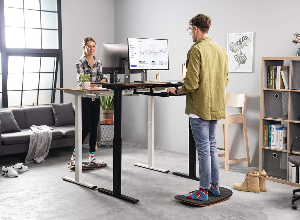 Standing Desk Mat with Anti Fatigue Bar | Wooden Wobble Balance Board with Ergonomic Design Comfort Floor Mat