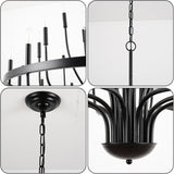 Black Chandelier 24-Light Industrial Iron Candle Chandelier Modern Suspended Farmhouse Chandeliers Pendant Light Fixtures for Dining Room Bedroom Living Room Kitchen Island Foyer E12 Bulb A109-B0CNG27665