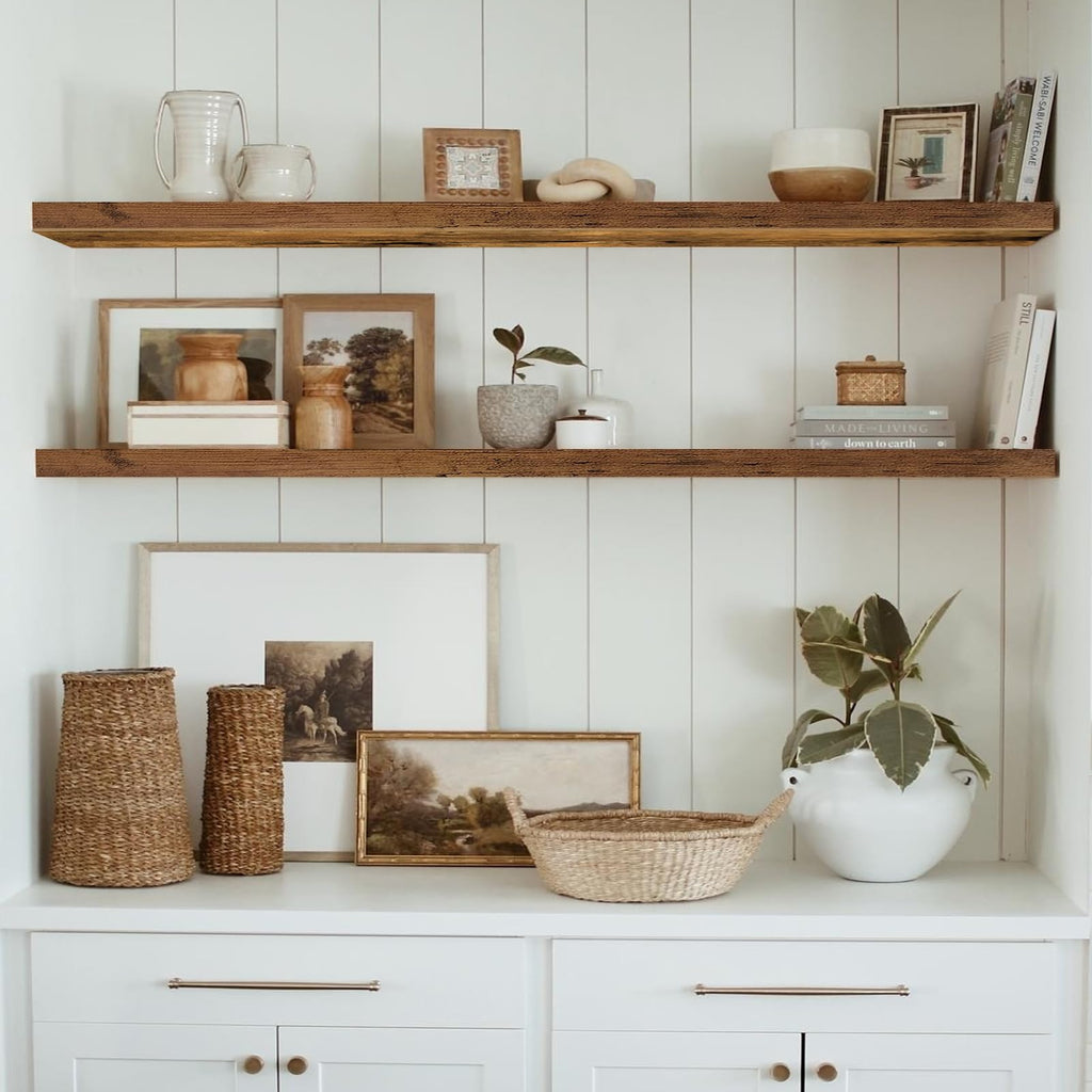 Extra Long Floating Shelves for Wall (Brown, Set of 2, 55.1")