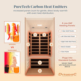 DYNAMIC SAUNAS Barcelona 1- to 2-Person Low EMF FAR Infrared Sauna with Red Light Therapy & Bluetooth Speakers |