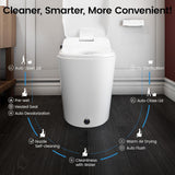 Smart Toilet with Built-In Bidet, Auto Open and Close Lid, Heated Seat, Warm Air Dryer, Night Light, Powerful Auto Flush, Remote Control, Kick Button