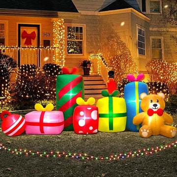 10FT Giant Christmas Inflatables Outdoor Decorations Gift Box Blow up Yard