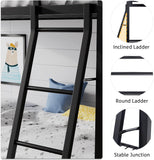 Loft Bunk Bed Twin Over Twin with Ladder and Guardrail,Heavy Duty Metal Slats Support No Box Spring Needed Small Space