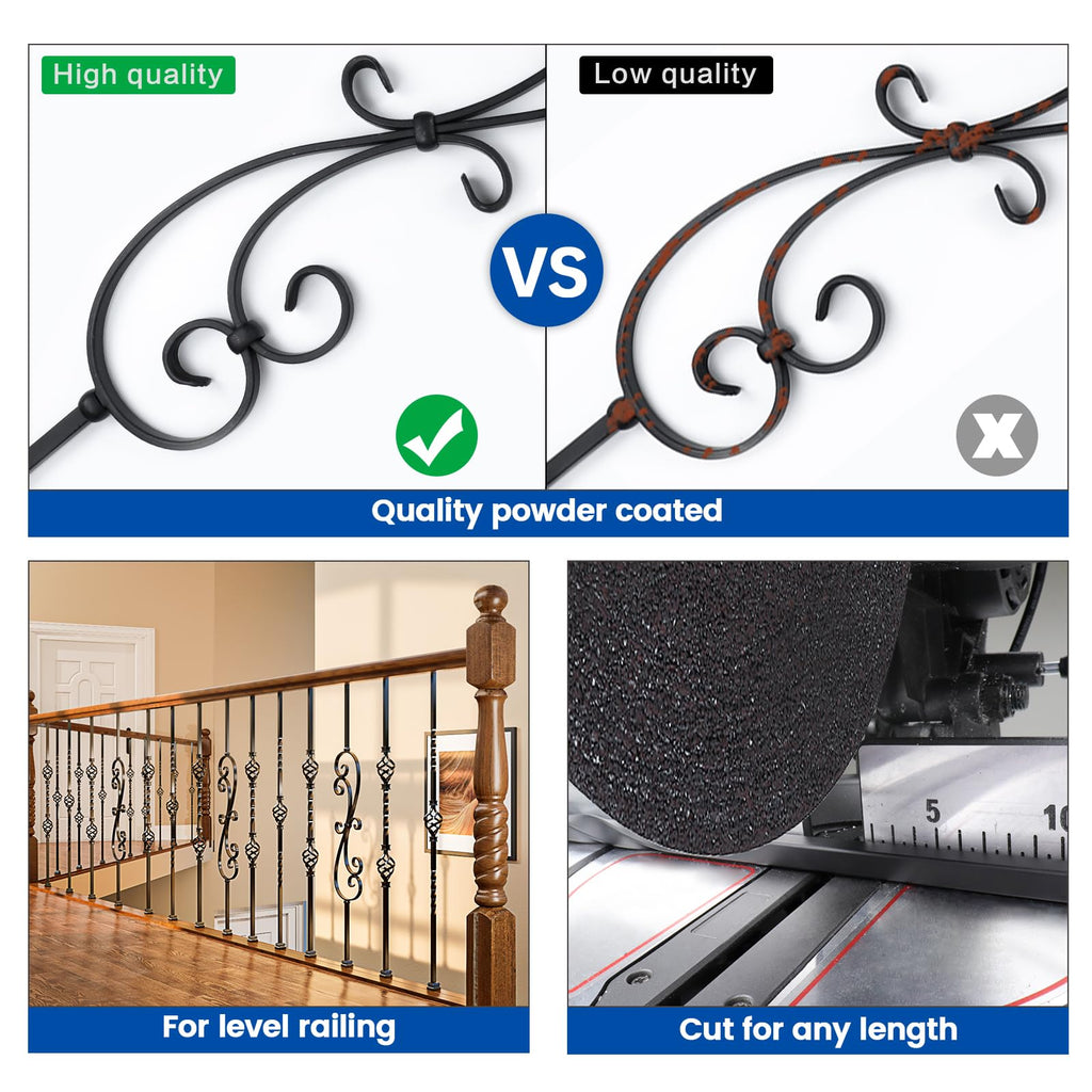 5 Pack 44" S Scroll Hollow Iron Balusters WT03