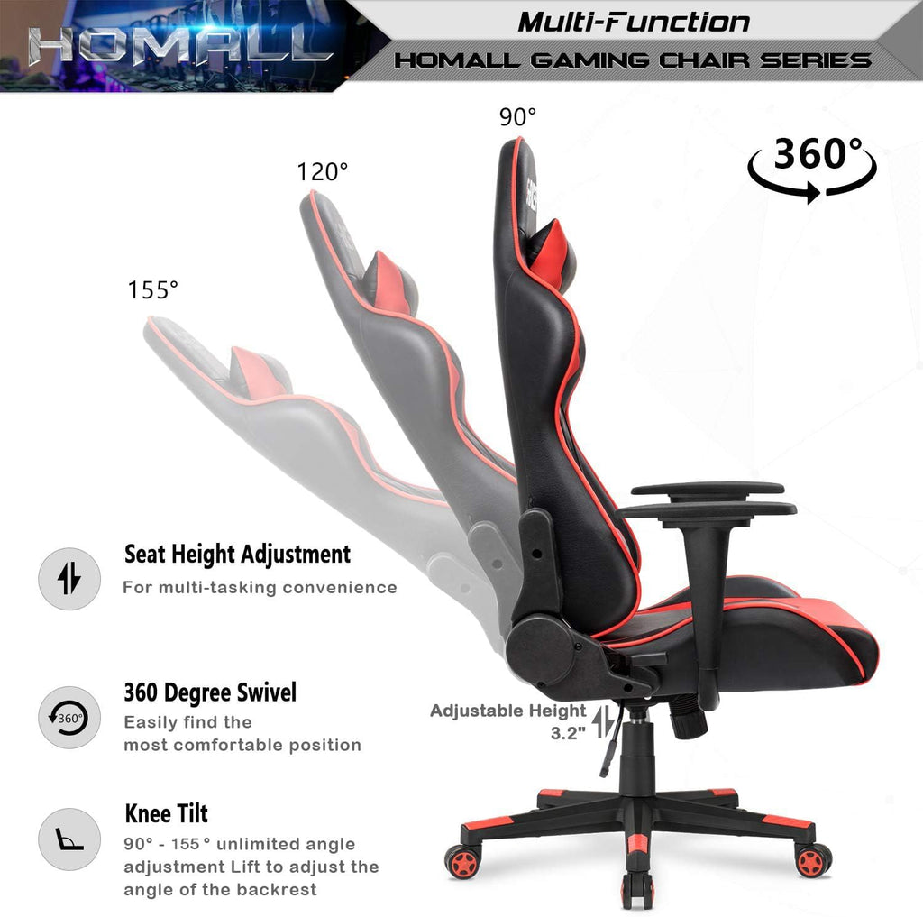 Gaming Chair, Office Chair High Back Computer Chair Leather Desk Chair Racing Executive Ergonomic Adjustable Swivel