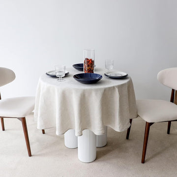 Textured Tablecloth 100% Linen Table Cloth, Kitchen Dinning Tabletop Decoration and Indoor Use (Roun