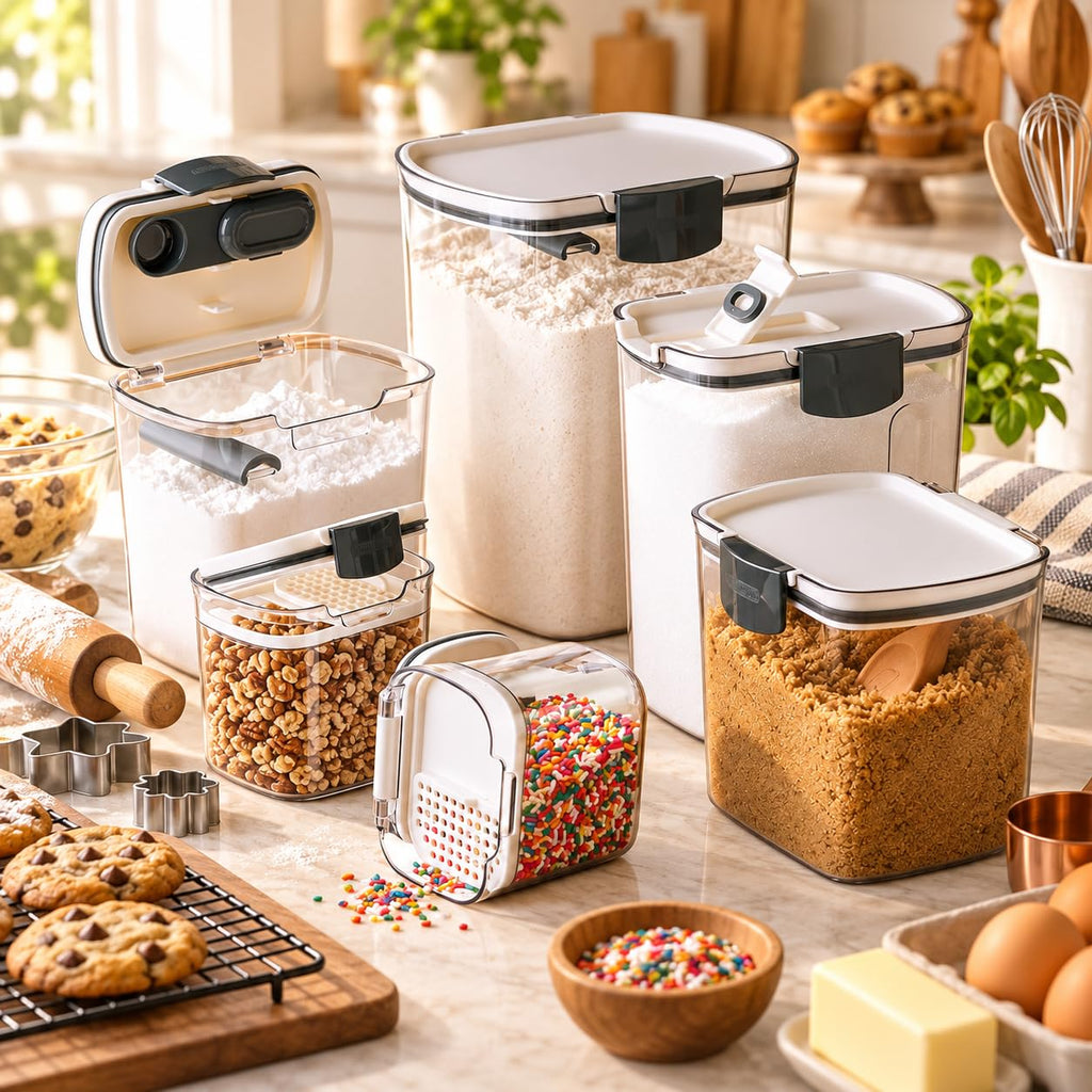 ProKeeper Baker's Airtight Kitchen Storage Canister Container Set for Flour, Sugar & More, Keeps Ingredients Fresh