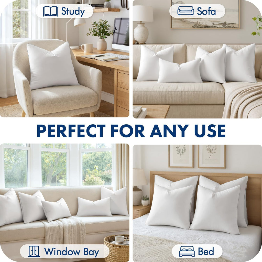 22x22 Inch Pillow Inserts with 100% Cotton Cover - Set of 2