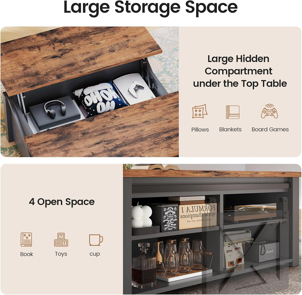 31.5" Lift Top Coffee Table with Storage, Square Coffee Tables