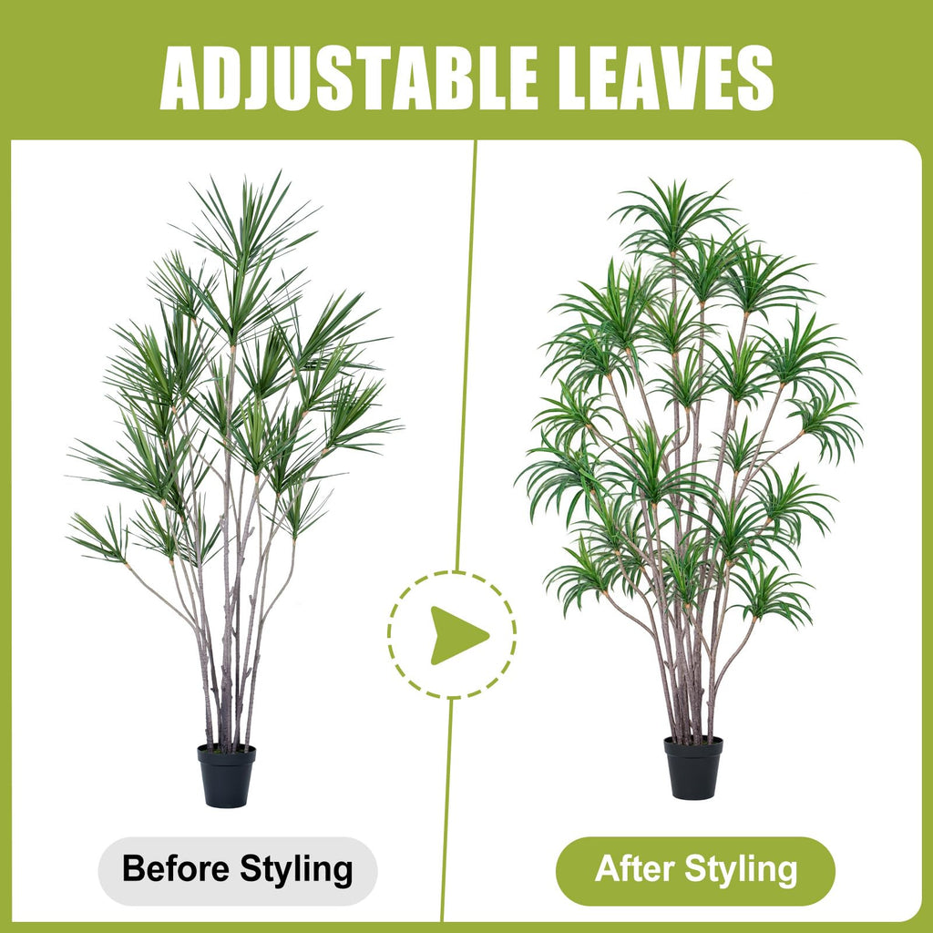 10ft Artificial Dracaena Marginata Tree with 671 Lifelike Leaves & 23 Heads, Tall Large Faux Tropical Yucca Plant